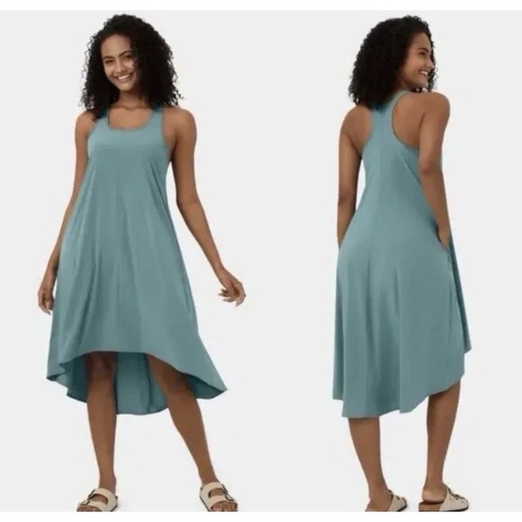 Halara‎ Breezeful Racerback Womens M Side Pocket High Low Flowy Midi Blue - Picture 1 of 6